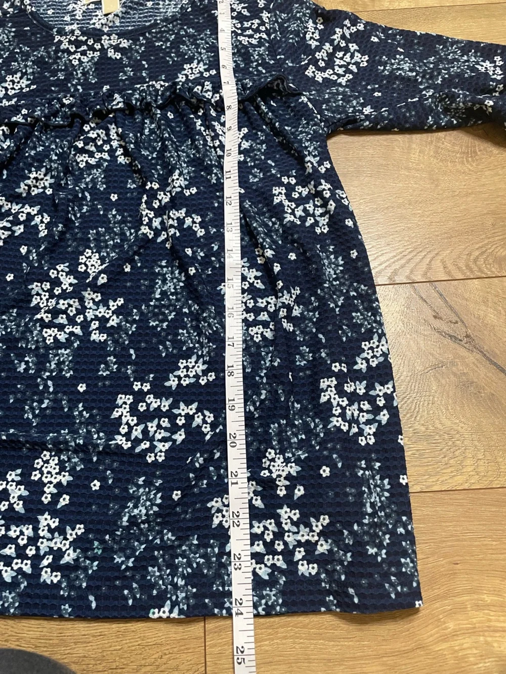Michael Kors Navy Floral Ruffle-Sleeve Blouse